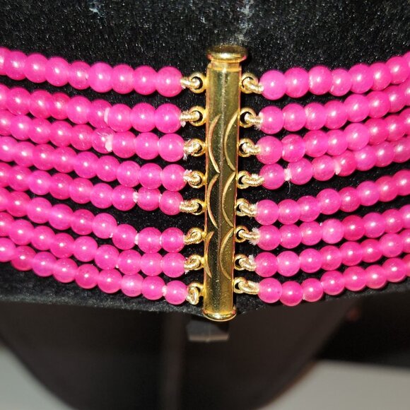 Pink & Green Jade Necklace with 2 pairs of Matching Earrings Set - Picture 6 of 6